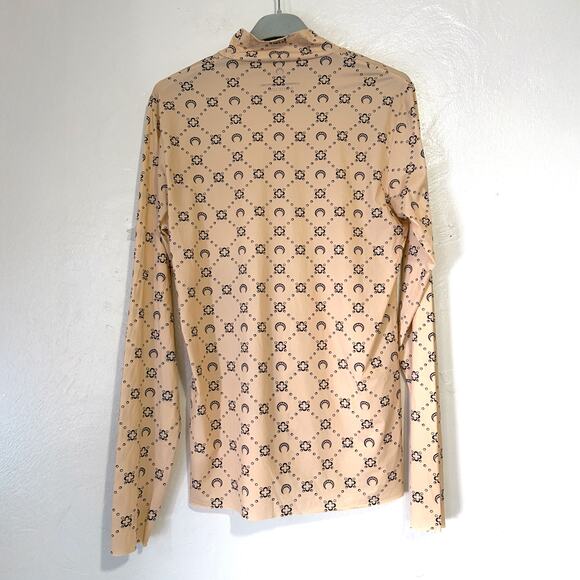 MARINE SERRE Crescent Second Skin Printed Long Sleeve Turtleneck In Tan Size XL - Picture 3 of 11